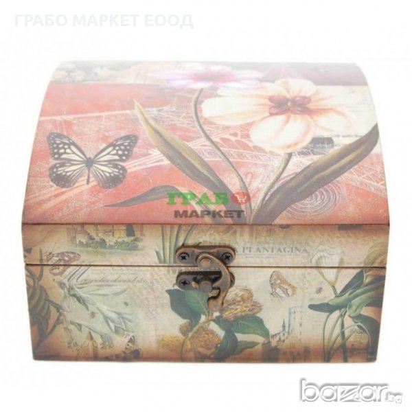 Комплект от 2бр. дървени кутии с цветен принт - цветя и пеперуди. , снимка 1