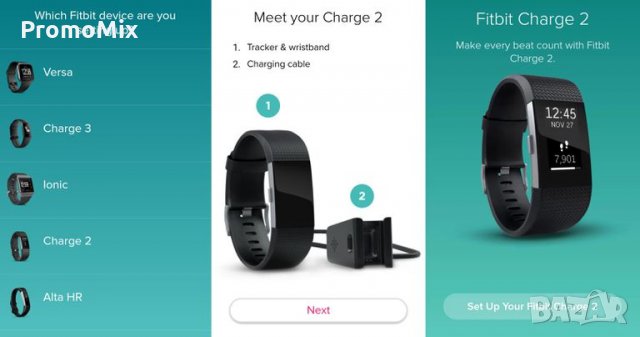 Фитнес гривна Fitbit Charge 2 тракер крачкомер спортна гривна, снимка 4 - Смарт часовници - 25798900