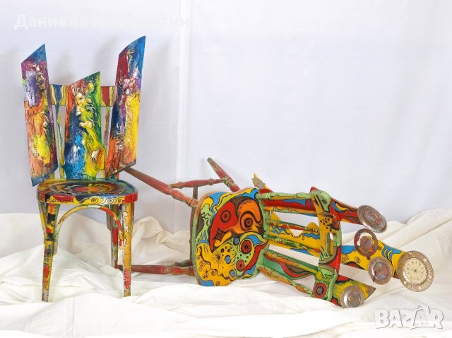 Декориран стар стол, снимка 3 - Столове - 22121531