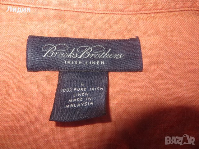 Мъжка риза с къс ръкав от лен Brooks Brothers, снимка 4 - Ризи - 25702812