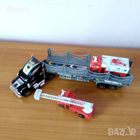 Детски автовоз с две пожарни играчка за момче 43см, снимка 6 - Коли, камиони, мотори, писти - 23576715