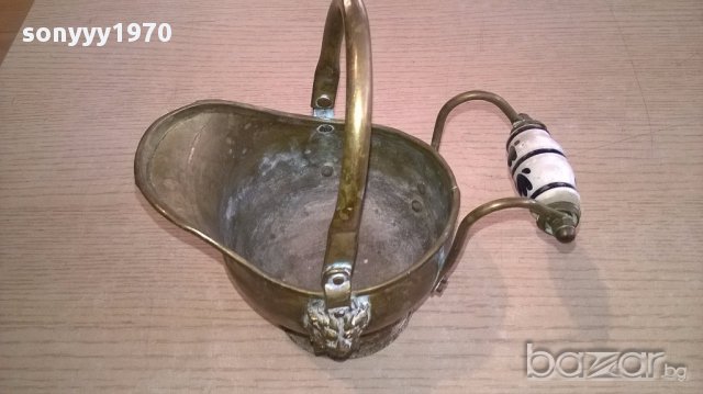 АНТИК-Старинна кана-18х17х13см-мед/месинг/патина-внос швеицария, снимка 11 - Антикварни и старинни предмети - 17550381