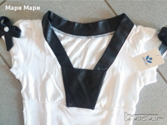 Дамски блузи рипс бяла рипс с кожа, снимка 5 - Тениски - 16286361