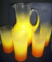 Чаши и кана за фреш матирано цветно стъкло, снимка 1 - Сервизи - 23617418