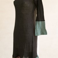 Екстравагантна тъмнокафява рокля от две части на цветя марка Ian Mosh - S, снимка 6 - Рокли - 22732154
