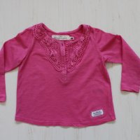 Лятна блузка в розов цвят с бродирана апликация H&M/дълъг ръкав, снимка 2 - Бебешки блузки - 25488338