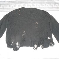 Блуза скъсан ефект m&t fashion, снимка 2 - Блузи с дълъг ръкав и пуловери - 25792205