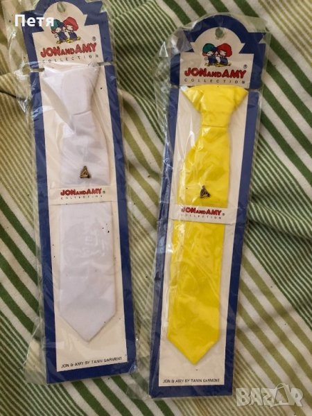 Детска вратовръзка - бял и жълт цвят, снимка 1