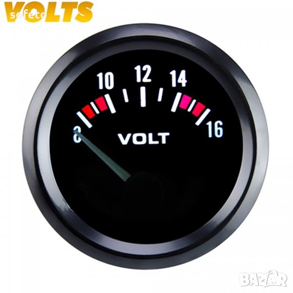 Измервателен уред тип VDO волтметър + стойка тунинг уреди измервателни уреди , снимка 1