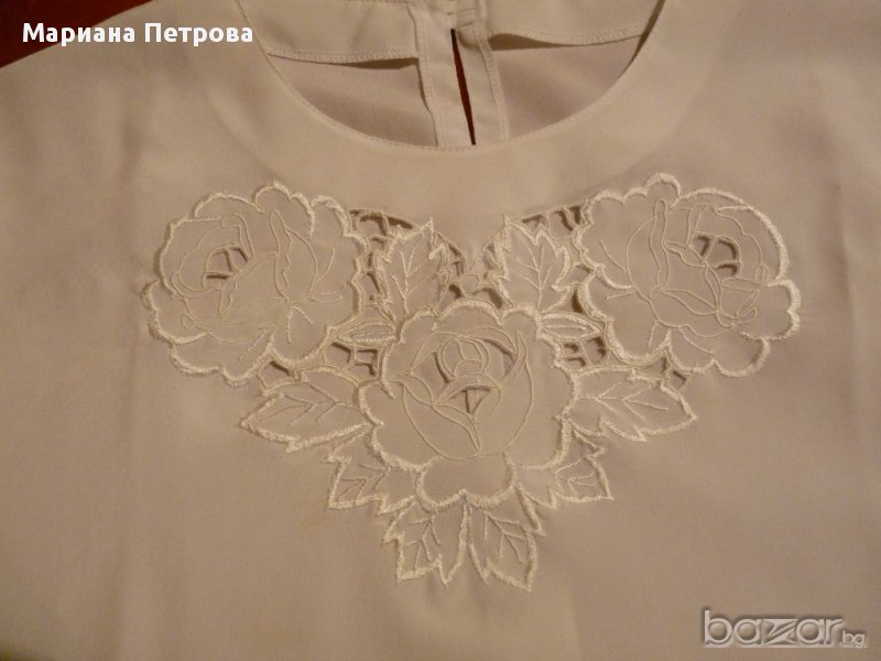 Дамска блуза №50 - синтетична коприна с бродерия, снимка 1