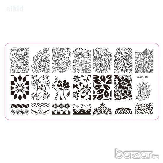  цветя орнаменти плочка / щампа шаблон за печат на нокти - Нова QXE-15, снимка 1