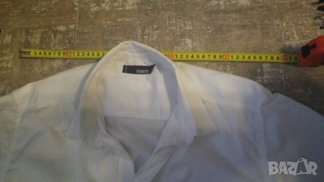 Бяла риза с къс ръкав Тиъдор, снимка 12 - Ризи - 14221173