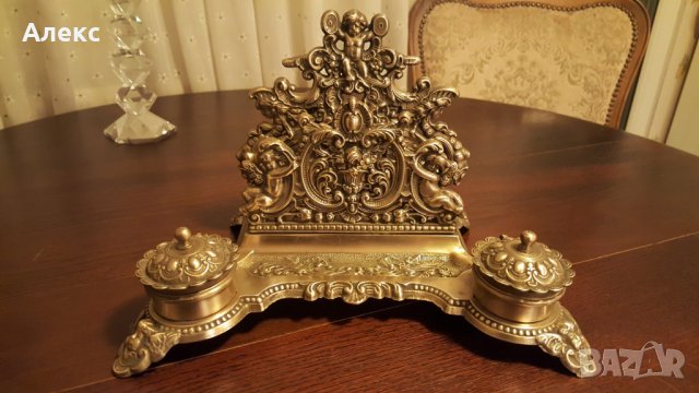 Стара Масивна бронзова мастилница!–1.700кг Безупречна!, снимка 3 - Антикварни и старинни предмети - 25071282