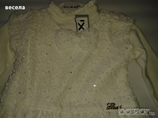 Детска рокля, сукман с блуза, цвят шампанско памучна бродерия, снимка 3 - Бебешки рокли - 9514801