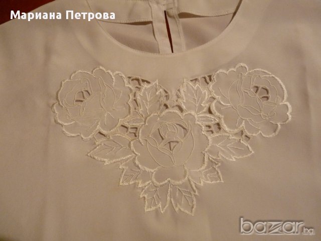 Дамска блуза №50 - синтетична коприна с бродерия, снимка 1 - Ризи - 17232208