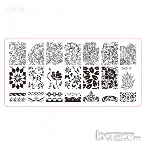  цветя орнаменти плочка / щампа шаблон за печат на нокти - Нова QXE-15