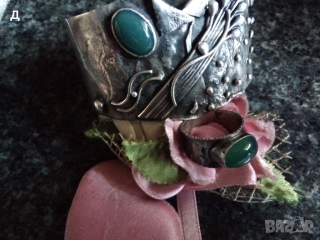 Антика сребърен авторски пръстен с  ест.камък пръстен, снимка 4 - Пръстени - 23349422