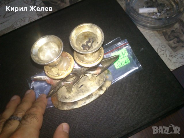 Стар месингов свещник посребрен, снимка 3 - Антикварни и старинни предмети - 23200015