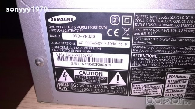 Samsung dvd vr-330 dvd&vcr recorder-внос швеицария, снимка 13 - Плейъри, домашно кино, прожектори - 17503008