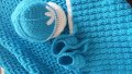 плетен комплект за бебе - одеало, шапка, пантофки, снимка 4