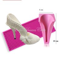 3D дамски Много висок ток за обувка силиконов молд декорация украса фондан торта мъфини и др, снимка 1 - Форми - 18495975