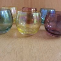 Ретро стъклени чаши цветно стъкло, снимка 8 - Антикварни и старинни предмети - 23868203