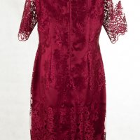 Дантелена рокля в бордо марка Poza - XL, снимка 2 - Рокли - 25774221
