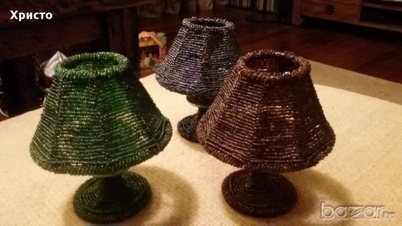 лампа за маса индийска - метал и маниста, снимка 1