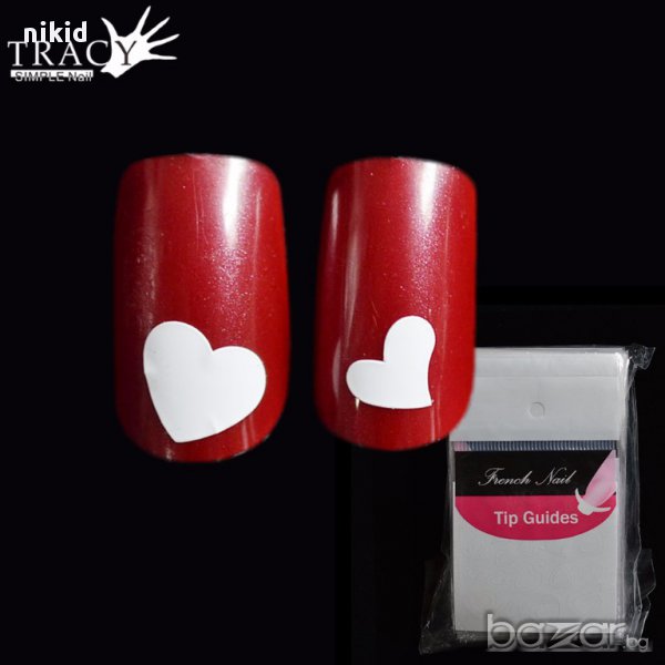 бели сърца  маникюр лепенки за нокти, снимка 1