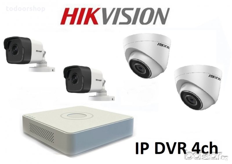 IP Комплект за видеонаблюдение HIKVISION с 4 камери, снимка 1