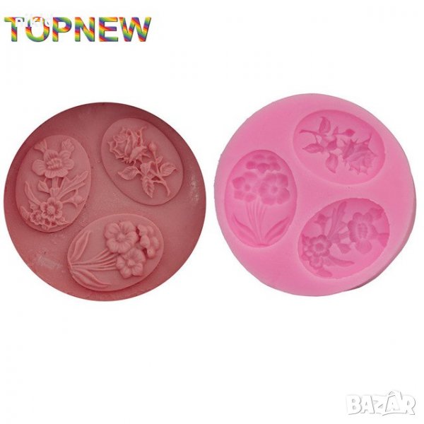 3 овала цветя силиконов молд форма декор торта сладки фондан и др. украса, снимка 1