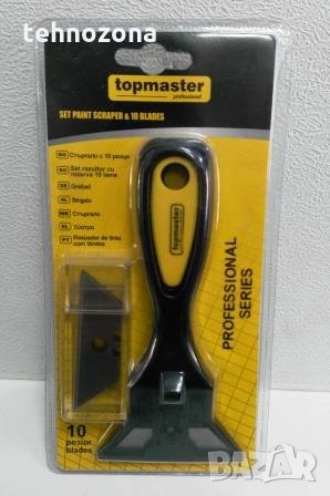 Стъклочистач-скрапер с резервни ножове 10бр. Topmaster, снимка 1