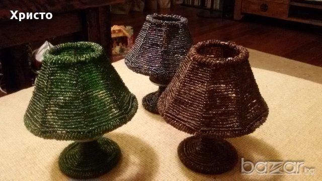 лампа за маса индийска - метал и маниста