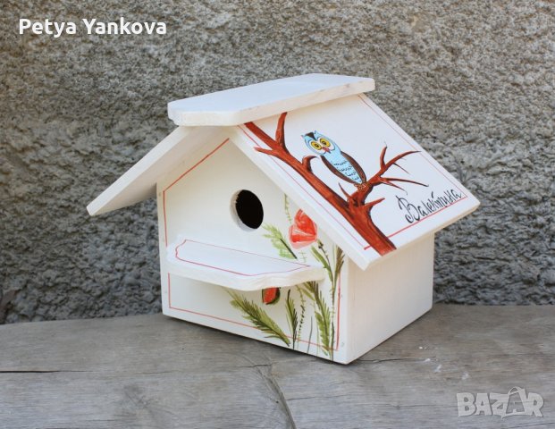 дървени рисувани къщички за птици, снимка 2 - Други - 14278090