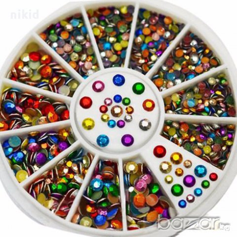 1000 бр 2-3 мм цветни капси декорация за нокти маникюр декоративни пайети  метални цветни точки