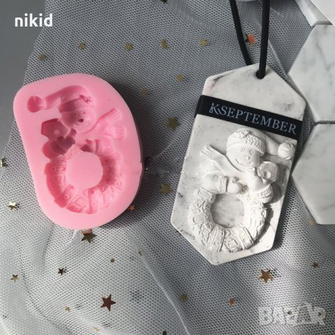 Снежен човек на коледен венец силиконов молд форма декорация торта фондан мъфини и др.