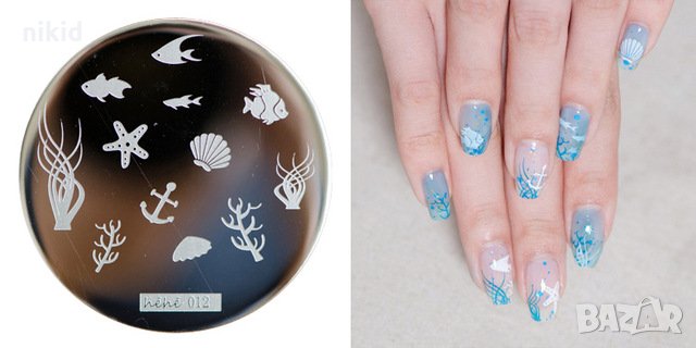 Океан кръгла плочка / щампа шаблон за печат на нокти hehe 012