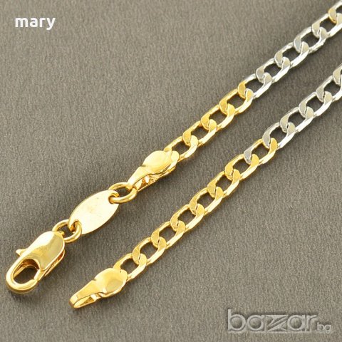 двуцветен ”фигаро” от неръждаема стомана, снимка 3 - Колиета, медальони, синджири - 19317029