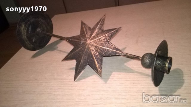 Метален свещник-40х16см-внос швеицария, снимка 7 - Антикварни и старинни предмети - 17521742