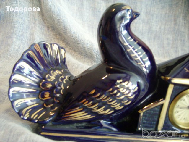 Стар голям порцеланов каминен часовник, снимка 2 - Антикварни и старинни предмети - 15647420