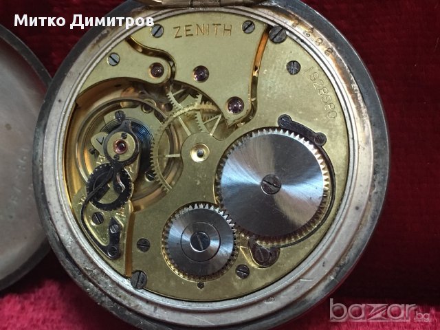 Zenith Сребърен джобен часовник Zenith, снимка 4 - Други - 15412641