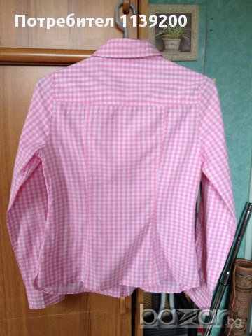Дамска карирана риза розово и бяло каре Clockhouse М, снимка 6 - Ризи - 17638001