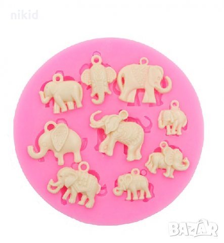 9 малки слончета слон висулка силиконов молд форма декорация торта фондан смола бижу