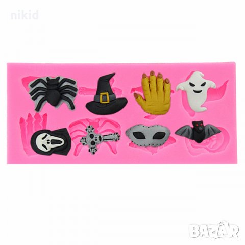 Хелоуин Halloween паяк шапка дух силиконов молд форма декорация украса торта фондан гипс