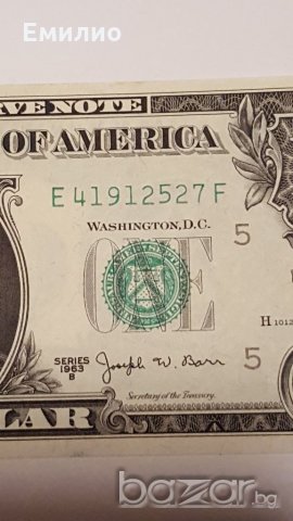 SCARCE " BARR NOTE " $ 1 DOLLAR 1963-B UNC