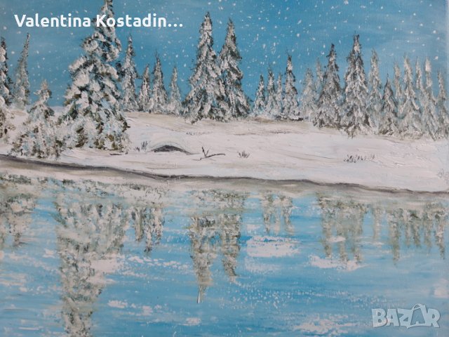 Маслена картина Зимен пейзаж 