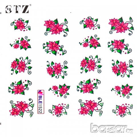 9 # BLE лот 50 бр листа татос цветя ваденки водни стикери за нокти листчеТа, снимка 5 - Продукти за маникюр - 16368780