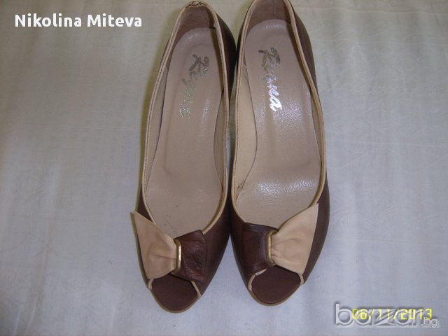 Дамски кафяви обувки, снимка 1 - Дамски обувки на ток - 18037549