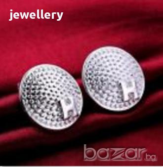 Нови  обеци "кръг" със сребърно покритие и печати 925 - мод.78