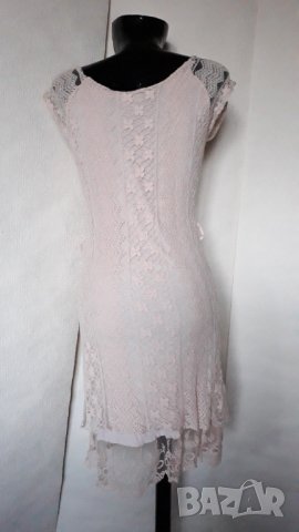 Кремава дантелена къса рокля М, снимка 2 - Рокли - 24709430